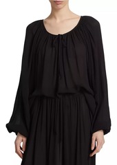 Michael Kors Crinkled Chiffon Tie Blouse