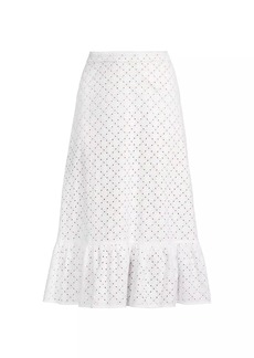 MICHAEL Michael Kors Eyelet-Embroidered Cotton Midi-Skirt