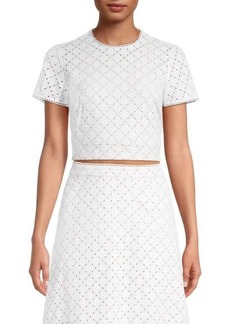 MICHAEL Michael Kors Eyelet Embroidered Crop Top