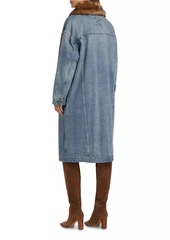 MICHAEL Michael Kors Faux Fur-Trimmed Oversized Denim Coat