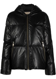 MICHAEL Michael Kors faux-leather hooded puffer jacket