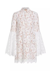 Michael Kors Floral Lace Flare-Sleeve Shirtdress