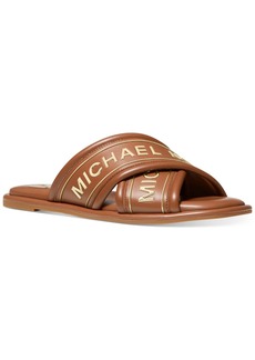 MICHAEL Michael Kors GIDEON SLIDE Womens Logo Faux Leather Slide Sandals