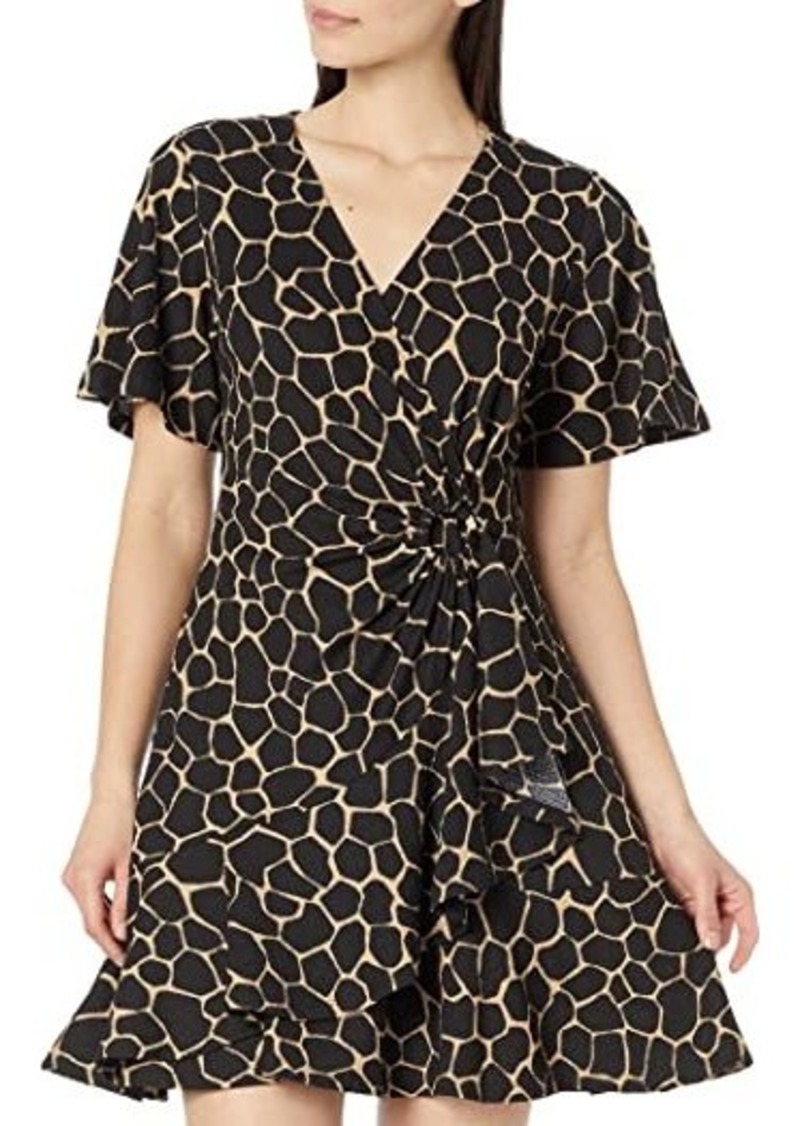 MICHAEL Michael Kors Giraffe Flutter Mini Wrap Dress