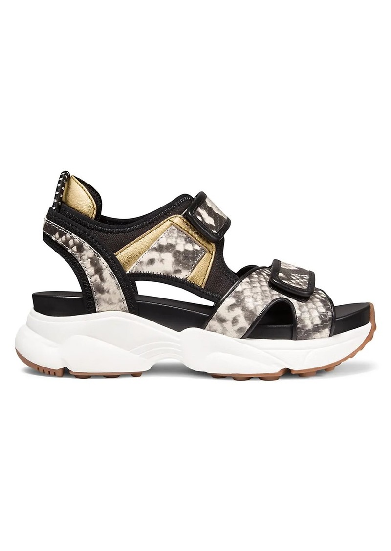 MICHAEL Michael Kors Harvey Python-Embossed Leather Sport Sandals | Shoes