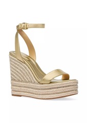 MICHAEL Michael Kors Leighton 130MM Metallic Leather Espadrille Wedge Sandals