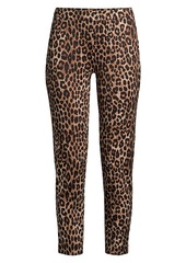 MICHAEL Michael Kors Leopard-Print Cropped Ponte Pants