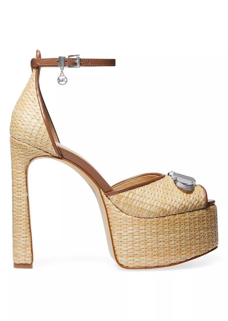 MICHAEL Michael Kors Martina Logo-Accented Peep-Toe Platform Pumps