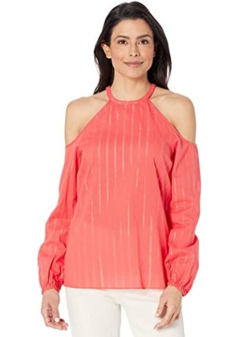 MICHAEL Michael Kors Metallic Stripe Cold-Shoulder Top