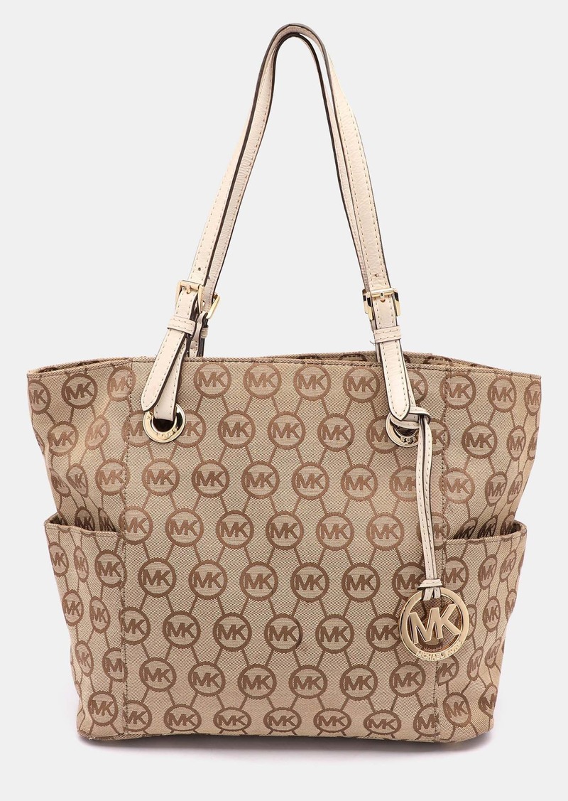 MICHAEL Michael Kors Michael Kors Beige/brown Signature Canvas Jet Set Tote