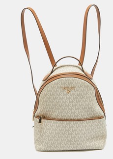 MICHAEL Michael Kors Michael Kors Brown/white Signature Coated Canvas And Leather Valerie Backpack