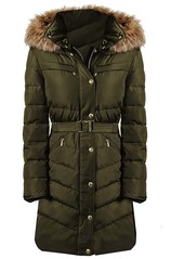 MICHAEL Michael Kors Michael Kors Women's Dark Moss Belted 3/4 Belted Puffer Coat