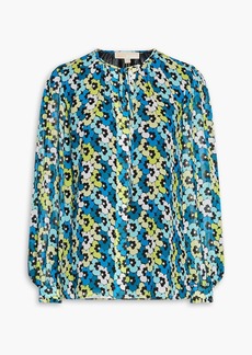 MICHAEL Michael Kors - Gathered floral-print georgette blouse - Blue - XS