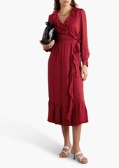 MICHAEL Michael Kors - Ruffled leopard-print silk crepe de chine midi wrap dress - Red - L