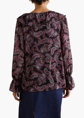 MICHAEL Michael Kors - Ruffled paisley-print georgette blouse - Black - XXS