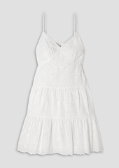 MICHAEL Michael Kors - Tiered broderie anglaise cotton-poplin mini dress - White - XL