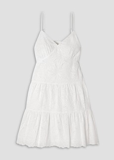 MICHAEL Michael Kors - Tiered broderie anglaise cotton-poplin mini dress - White - M
