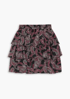 MICHAEL Michael Kors - Tiered ruffled paisley-print georgette mini skirt - Black - XXS