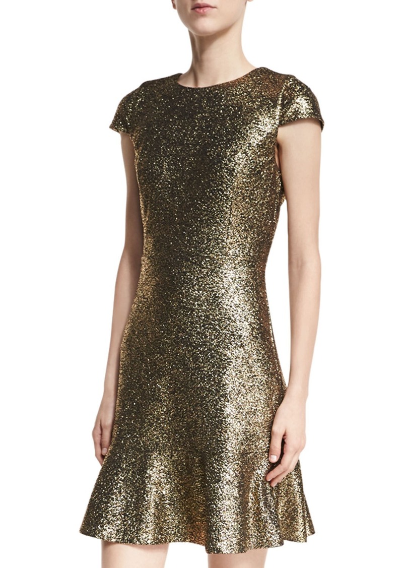 MICHAEL Michael Kors MICHAEL Michael Kors Cap-Sleeve Foil Knit Flounce ...