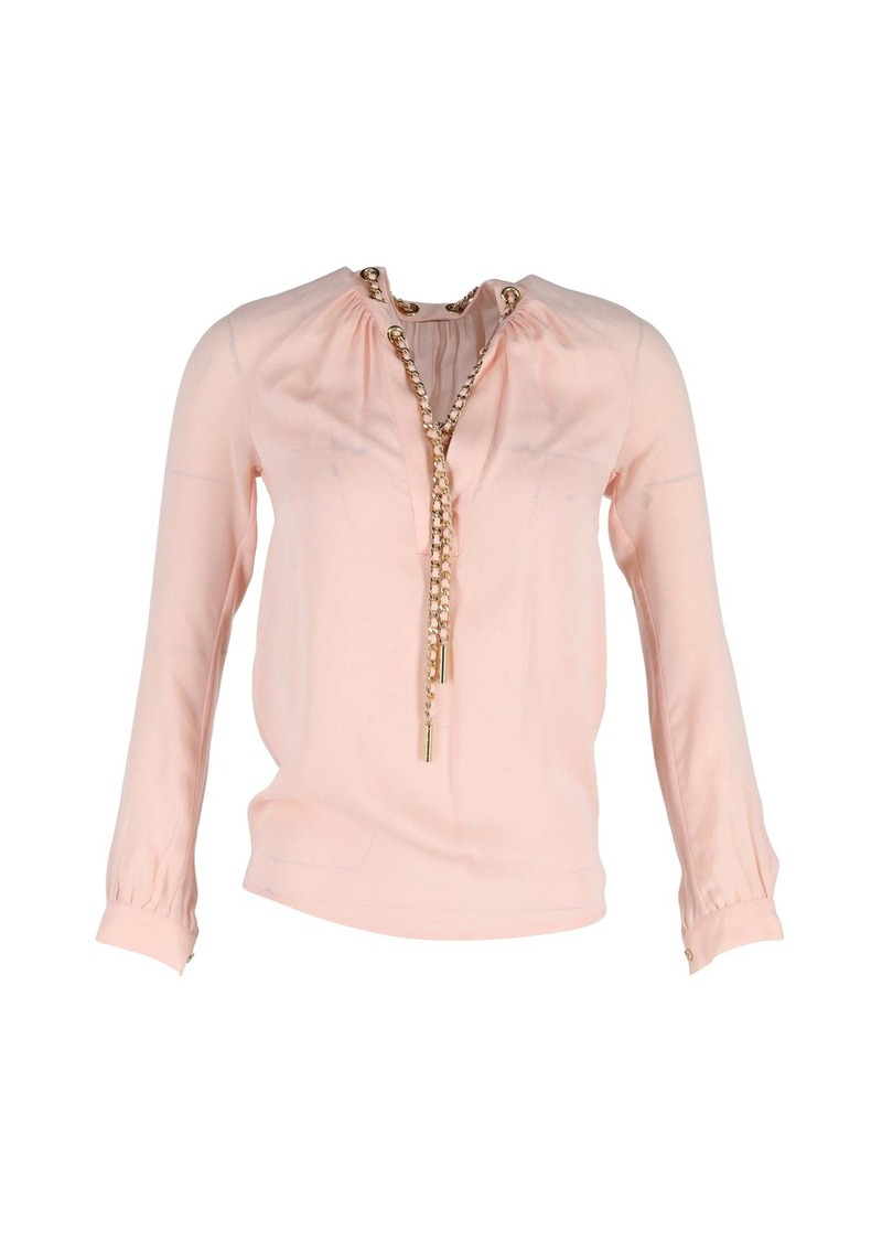 Michael Michael Kors Chain-Linked Blouse in Pink Silk