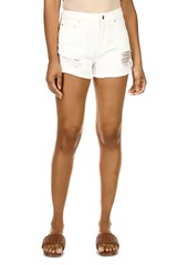 MICHAEL Michael Kors Distressed Cutoff Denim Shorts in White