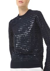 MICHAEL Michael Kors Embellished Striped Crewneck Sweater