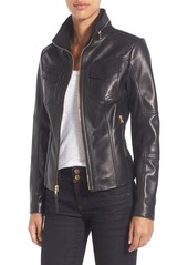 MICHAEL Michael Kors Front Zip Leather Jacket