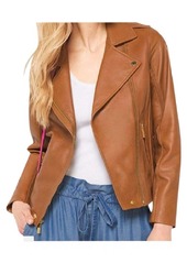 MICHAEL Michael Kors Luggage Leather Moto Jacket