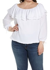 MICHAEL Michael Kors Ruffle Off the Shoulder Peasant Blouse in White at Nordstrom