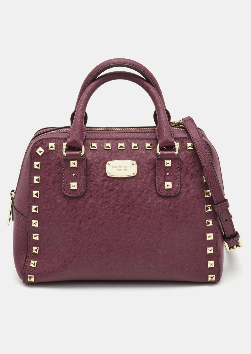 Michael Michael Kors Saffiano Leather Small Studded Sandrine Satchel