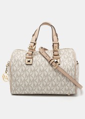 Michael Michael Kors Signature Coated Canvas And Leather Grayson Boston Bag