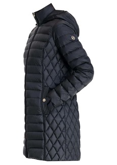Michael Michael Kors Women's Black Hooded Down Packable Jacket Coat with Removable Hood 3/4 Length Long