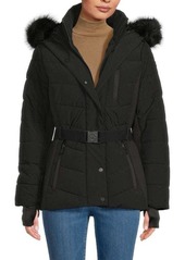 MICHAEL Michael Kors Missy Faux Fur Trim Hooded Jacket