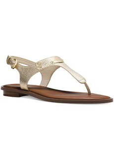 MICHAEL Michael Kors MK Plate Womens Cushioned Footbed Ankle Strap Thong Sandals
