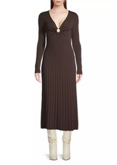 MICHAEL Michael Kors O-Ring Pleated Knit Midi-Dress