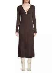 MICHAEL Michael Kors O-Ring Pleated Knit Midi-Dress