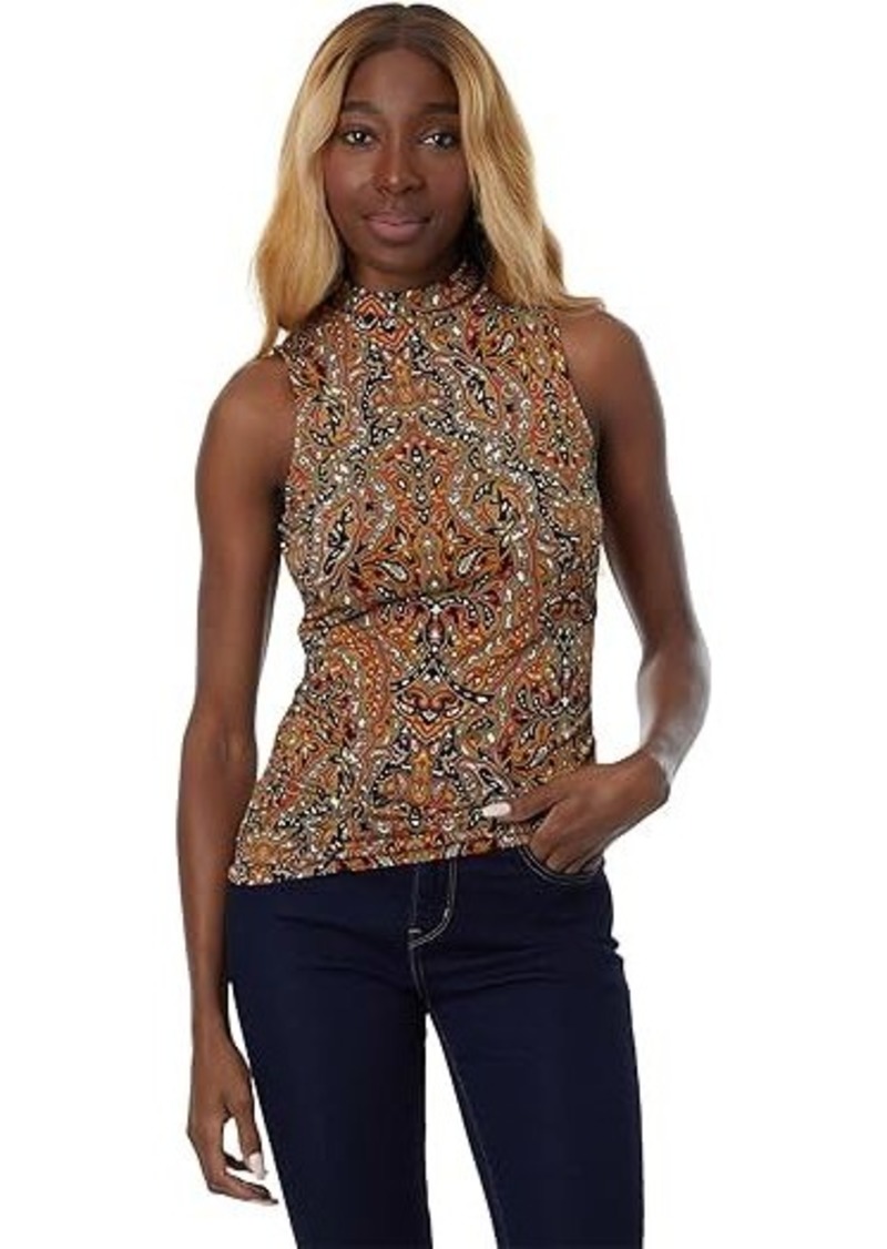 MICHAEL Michael Kors Paisley Ruched Mock Neck Top