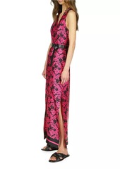 MICHAEL Michael Kors Palm Belted Floral Satin Maxi Dress