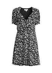 MICHAEL Michael Kors Petal-Print Tie-Front Mini Dress