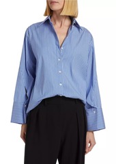 Michael Kors Pinstriped Cotton-Blend Oversized Shirt