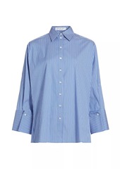 Michael Kors Pinstriped Cotton-Blend Oversized Shirt