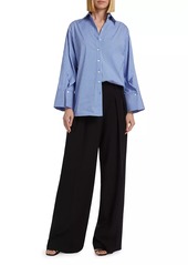 Michael Kors Pinstriped Cotton-Blend Oversized Shirt