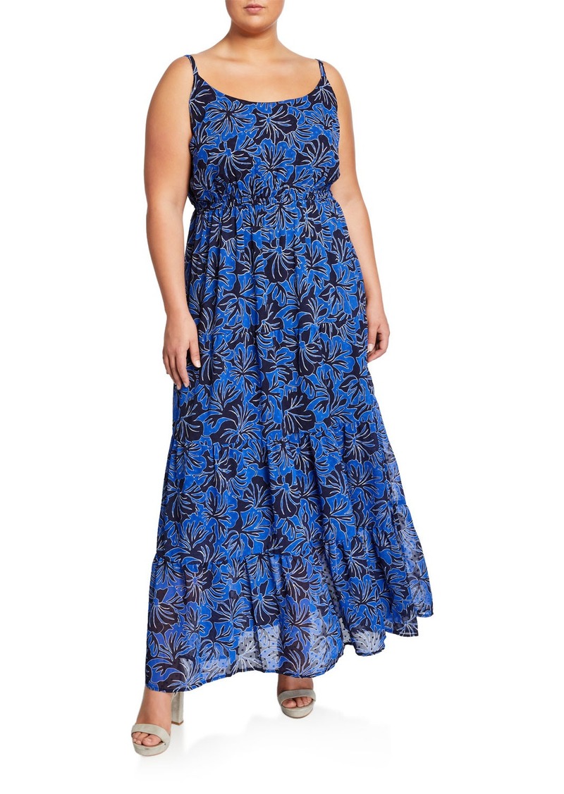 Plus Size Floral Tiered Sleeveless Maxi Dress