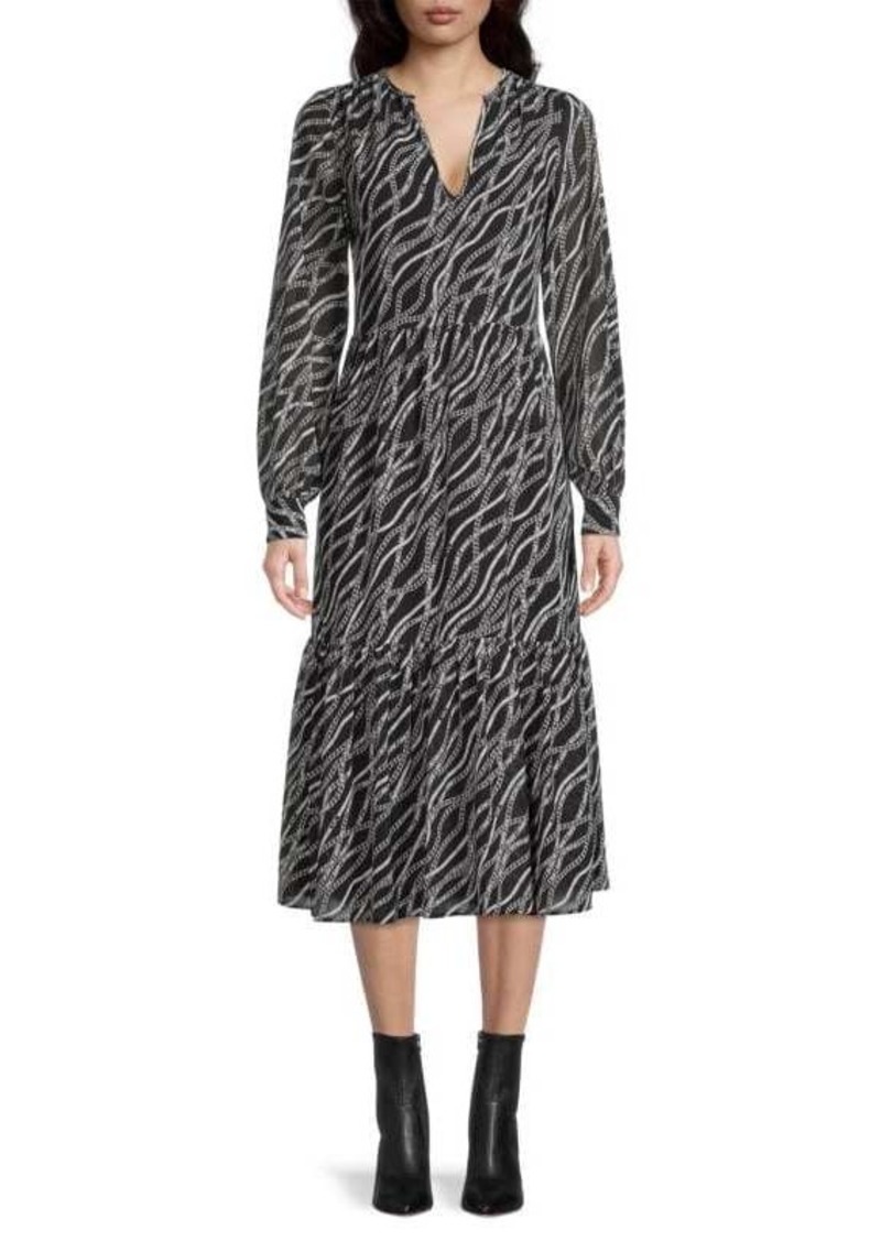 MICHAEL Michael Kors Print Midi Flounce Dress