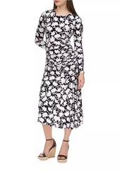 MICHAEL Michael Kors Ruched Floral Midi-Dress