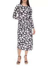 MICHAEL Michael Kors Ruched Floral Midi-Dress
