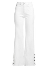 MICHAEL Michael Kors Selma High-Rise Button-Hem Flare Jeans