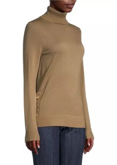 MICHAEL Michael Kors Side-Button Merino Wool Turtleneck Sweater