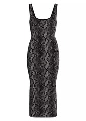 MICHAEL Michael Kors Snake Jacquard Scoopneck Midi-Dress