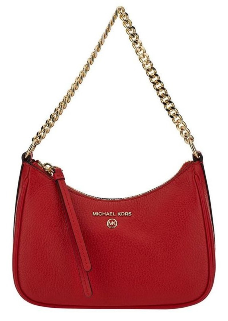 MICHAEL Michael Kors Red Shoulder Bag with Chain Strap and Logo Detail in Hammered Leather Woman